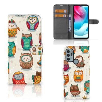 Motorola Moto G60s | Telefoonhoesje | Met pasjeshouder | Vrolijke Uilen Motorola Moto G60s | Telefoonhoesje | Met pasjeshouder | Vrolijke Uilen