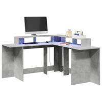 Bureau met LED-verlichting 152x152x91 cm hout betongrijs - thumbnail