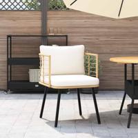 Tuinstoel met kussens poly rattan naturel - thumbnail