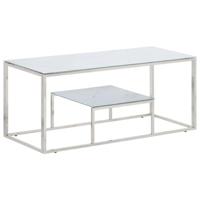 Salontafel roestvrijstaal en gehard glas zilverkleurig - thumbnail