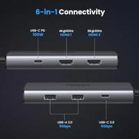 UGREEN USB C Dockingstation Dubbel scherm 6 IN 1 USB C Hub met dubbele HDMI, USB Datapoorten, PD 100W snel opladen - thumbnail