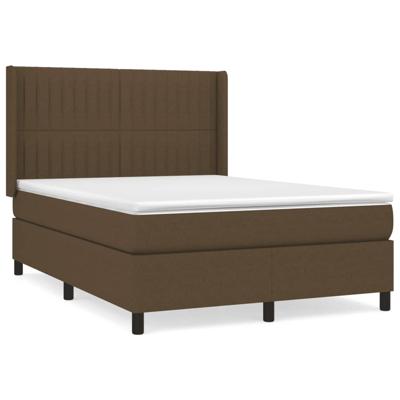 Boxspring met matras stof donkerbruin 140x200 cm - thumbnail
