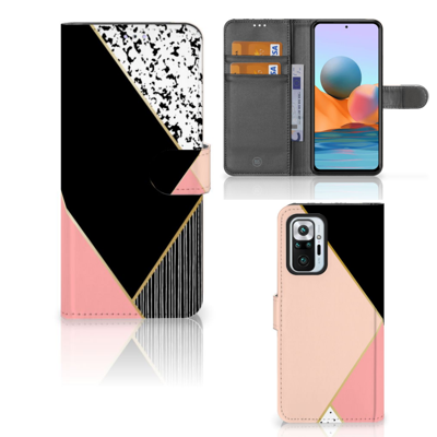 Xiaomi Redmi Note 10 Pro | Book Case | Zwart Roze Vormen