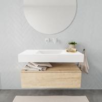 Aqua Splash Badkamermeubel AQS Ibiza 100 cm Washed Oak Solid Surface Wastafel Mat Wit - Badmeubel Ibiza 100 cm Washed Oak Spoelbak Midden Mat Wit (0 - thumbnail