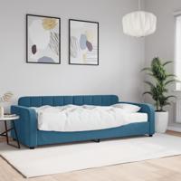 Slaapbank met matras 100x200 cm fluweel blauw - thumbnail