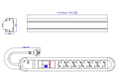 BACHMANN PRIMO RCD stekkerdoos 6x geaard contact 1xRCD gezekerd, aluminium, 2 m