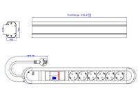 BACHMANN PRIMO RCD stekkerdoos 6x geaard contact 1xRCD gezekerd, aluminium, 2 m - thumbnail