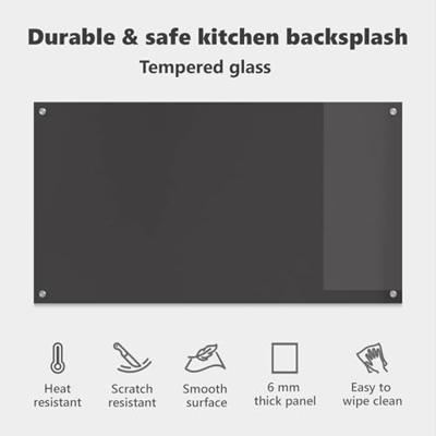 VidaXL Keuken spatscherm donkergrijs 110 x 60 cm gehard glas