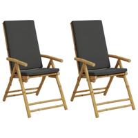 Tuinstoelen 2 st inklapbaar met kussens bamboe - thumbnail