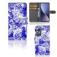 Telefoonhoesje met Naam Xiaomi 12 | 12X Angel Skull Blauw - thumbnail