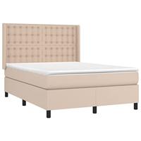 Boxspring met matras en LED kunstleer cappuccinokleur 140x200cm - thumbnail