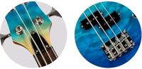 Flight Rock Series Mini Bass Ukulele Transparent Blue solid body elektrische bas-ukelele met deluxe gigbag - thumbnail