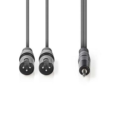 Nedis COTH15310GY15 Xlr-audiokabel 2x Xlr 3-pins Male - 3,5 Mm Male 1,5 M Grijs - thumbnail