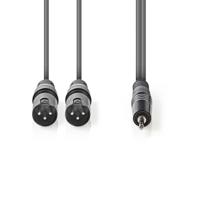 XLR-Audiokabel | 2x XLR 3-pins male - 3,5 mm male | 1,5 m | Grijs - thumbnail