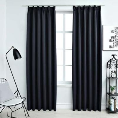 VidaXL Gordijnen verduisterend met haken 2 st 140x225 cm antraciet VidaXL Gordijnen verduisterend met haken 2 st 140x225 cm antraciet