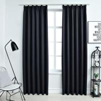 VidaXL Gordijnen verduisterend met haken 2 st 140x225 cm antraciet - thumbnail