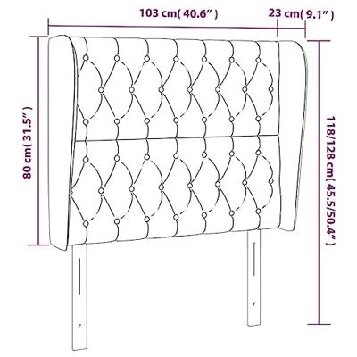 Hoofdbord met randen 103x23x118/128 cm stof donkerbruin