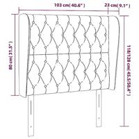 Hoofdbord met randen 103x23x118/128 cm stof donkerbruin - thumbnail