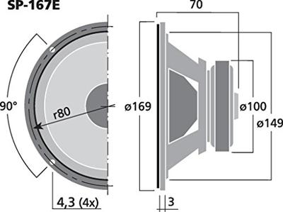 Monacor SP-167E 6.5 inch 16.9 cm Woofer 35 W 4 Ω
