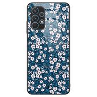 Samsung Galaxy A32 4G glazen hardcase - Bloemen blauw - thumbnail
