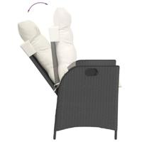 Tuinstoelen 2 st verstelbaar met kussens poly rattan zwart - thumbnail