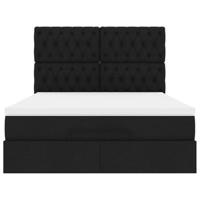 Ottoman bed met matras 140x190cm stof zwart - thumbnail