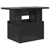Tuintafel met glazen blad 100x55x73 cm poly rattan zwart - thumbnail