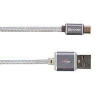 Skross USB-kabel USB 2.0 USB-A stekker, USB-micro-B stekker 1.00 m Zilver Duurzaamheid 2700240 - thumbnail