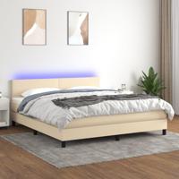 Boxspring met matras en LED stof crèmekleurig 160x200 cm - thumbnail