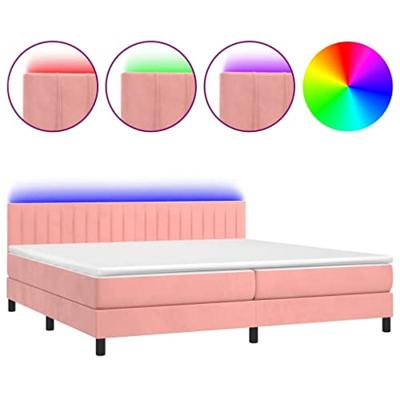 Boxspring met matras en LED fluweel roze 200x200 cm