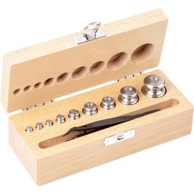 Kern 35402 Gewichtenset 354-02, OIML-klasse M2, nominale waarde 1 g - 50 g, knop, roestvrij staal fijngedraaid, in houten etui