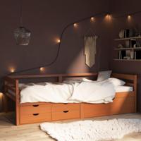 Bedframe met lades en kast grenenhout honingbruin 90x200 cm - thumbnail