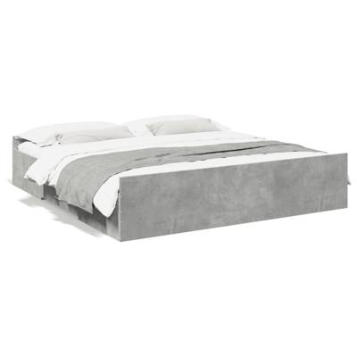 Bedframe met lades bewerkt hout betongrijs 180x200 cm - thumbnail