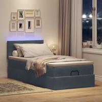 Ottoman bed met matras en LED's 140x190cm fluweel donkergrijs - thumbnail