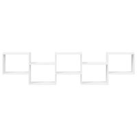 Wandschap kubus 5 vakken bewerkt hout wit - thumbnail