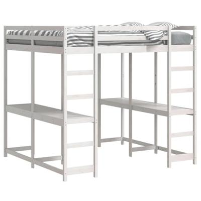 Hoogslaper met bureau en ladder grenenhout wit 160x200 cm - thumbnail