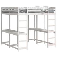 Hoogslaper met bureau en ladder grenenhout wit 160x200 cm - thumbnail