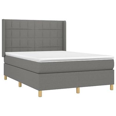 Boxspring met matras en LED stof donkergrijs 140x190 cm