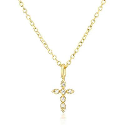Elenza 925 Ketting verguld met Kruishanger en Diamantjes - Klassiek en Elegant