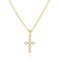 Elenza 925 Ketting verguld met Kruishanger en Diamantjes - Klassiek en Elegant - thumbnail