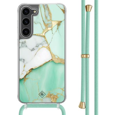 Samsung Galaxy S23 Plus hoesje met mint koord - Marmer mintgroen