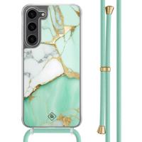 Samsung Galaxy S23 Plus hoesje met mint koord - Marmer mintgroen - thumbnail