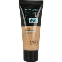 Maybelline Fit Me Matte + Poreless Foundation - 250 Sun Beige - Medium Dekkende Foundation met Matte Finish voor de Normale tot Vette Huid - 30 ml - thumbnail