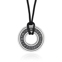 Amulet Ketting "Odin" - Ronde Circel met Noorse Tekens Zilver - thumbnail