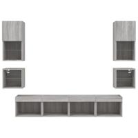 8-delige Tv-wandmeubelset met LED bewerkt hout grijs sonoma - thumbnail