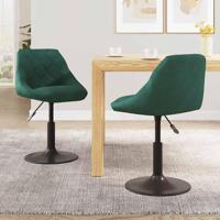 Eetkamerstoelen draaibaar 2 st fluweel donkergroen - thumbnail