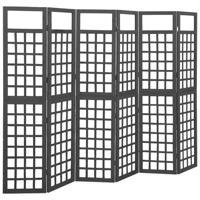 VidaXL Kamerscherm/trellis met 6 panelen 242,5x180 cm vurenhout zwart - thumbnail