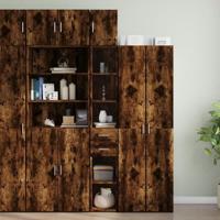 Opbergkast smal 30x42,5x225 cm bewerkt hout gerookt eikenkleur - thumbnail