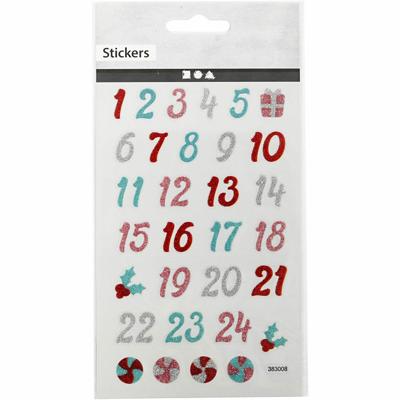 Creativ Company Glitter stickers, advent cijfers, vel 10x16 cm, 1 vel Creativ Company Glitter stickers, advent cijfers, vel 10x16 cm, 1 vel