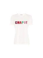 Fabienne Chapot T-shirt Terry met tekst en 3D applicatie gebroken wit - thumbnail
